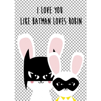 Postkaart Batbunny & Robin