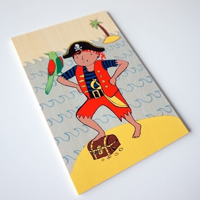 Houten Postkaart Piraat