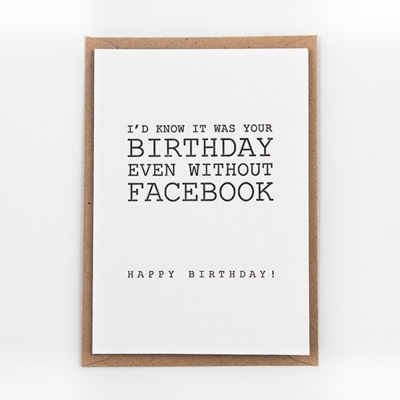 Postkaart Birthday Without Facebook