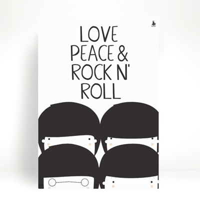 Poster Love Peace Rock n Roll A4